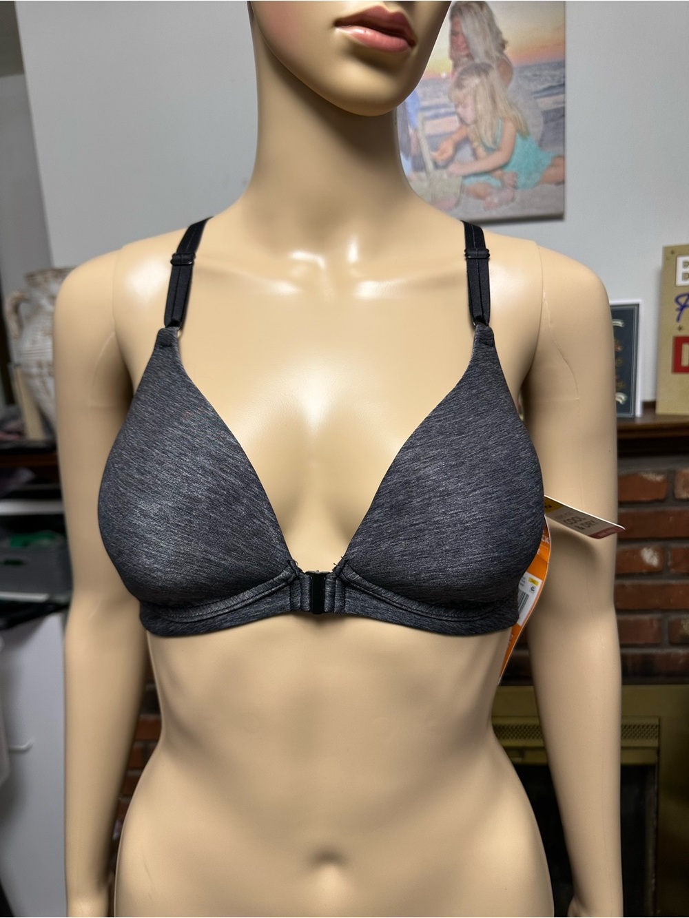 Warner's Charcoal Front-Close Wireless T-Shirt Bra